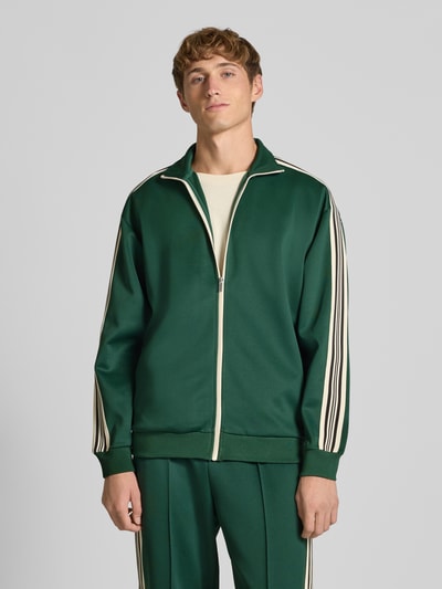 Only & Sons Bluza rozpinana o kroju regular fit z lampasami model ‘RIBER’ Ciemnozielony 4