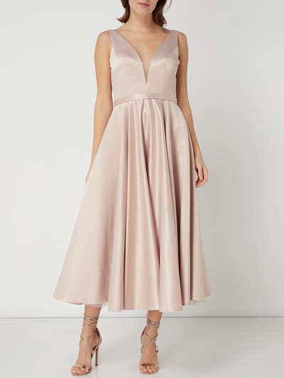 Unique Cocktailkleid aus Taft  Beige 1