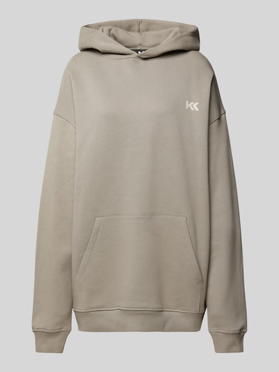 Karo Kauer Oversized hoodie met labelprint, model 'Cinder' Middengrijs - 1