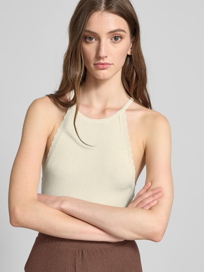 Only Slim Fit Top aus Feinstrick-Viskose-Mix Modell 'GEMMA' Offwhite 3