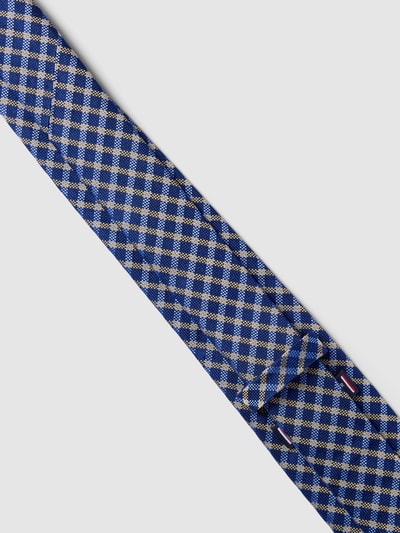 Tommy Hilfiger Tailored Zijden stropdas met all-over motief, model 'WOVEN GINGHAM' Marineblauw - 3