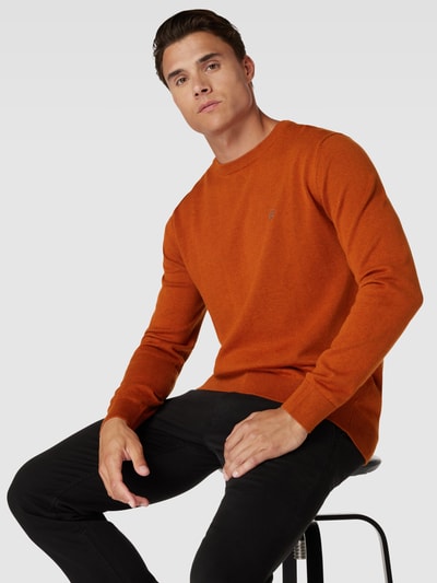 bugatti Strickpullover mit Label-Stitching Rostrot 3