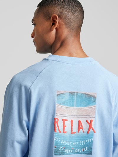 Mango Longsleeve mit Label-Print Blau 3