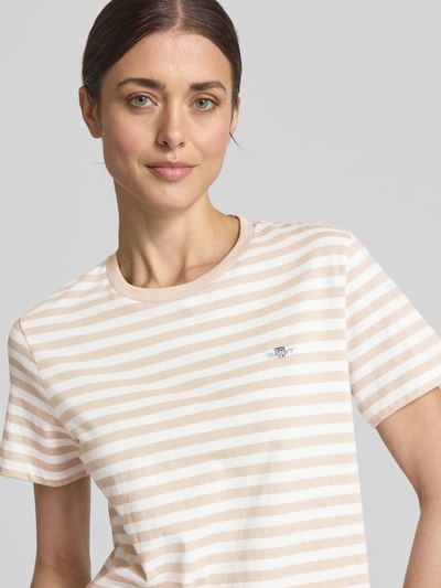 Gant T-Shirt mit Label-Stitching Sand 3