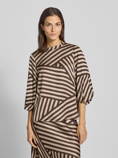 comma Bluse mit Rundhalsausschnitt Beige 4