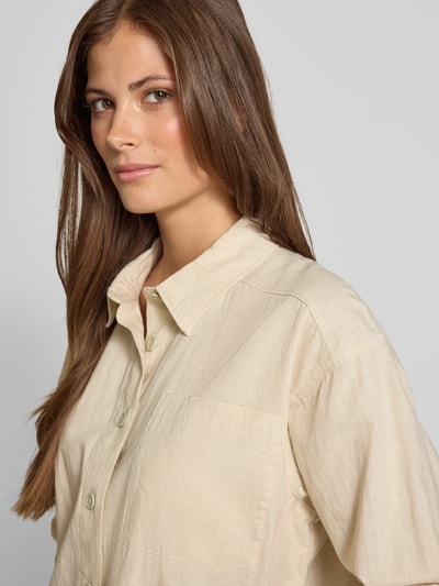Mustang Oversized overhemdblouse met linnen, model 'Willow' Beige - 3