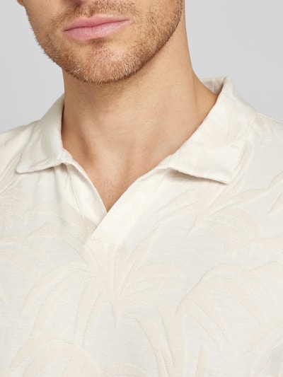 Tom Tailor Poloshirt mit Jacquard-Muster Offwhite 3