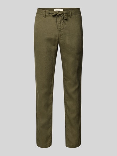 Gant Relaxed Fit Leinenhose mit Tunnelzug Oliv 2
