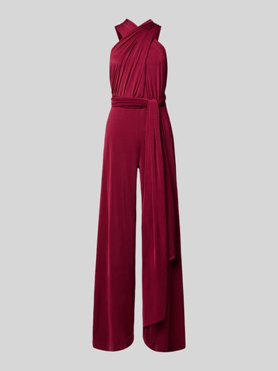 Productfoto, Jumpsuit met rugzijdig gekruiste bandjes van Rose Avenue in donkerrood, regular fit, diepe V-hals, plooien, lengte 120 cm, borstwijdte 50 cm, binnenbeenlengte 92 cm