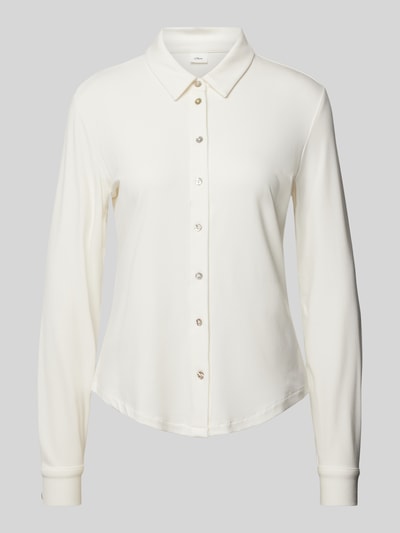 s.Oliver BLACK LABEL Regular fit overhemdblouse van jersey met knopen in parelmoeren look Offwhite - 2