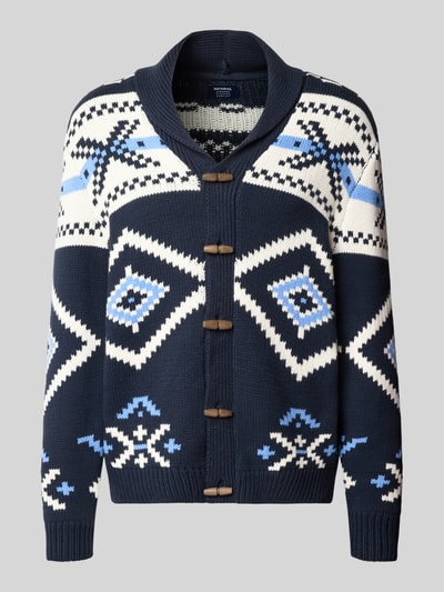 MCNEAL Strickjacke im Allover-Look mit Schalkragen Dunkelblau 1