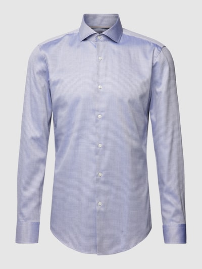 BOSS Slim fit zakelijk overhemd met all-over motief, model 'Hank Spread' Blauw - 2