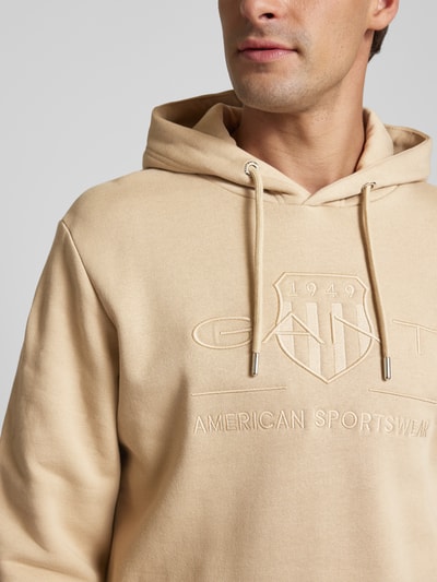 Gant Hoodie met labelstitching Beige - 3