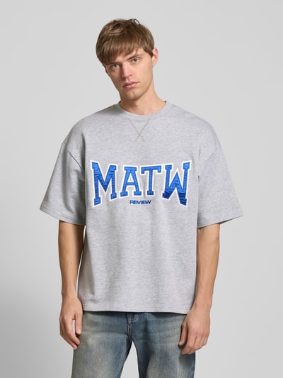 Review X MATW T-Shirt mit Label-Stitching Hellgrau Melange 4