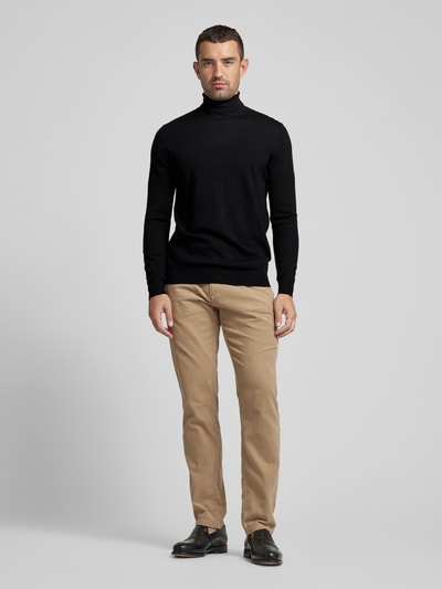 Profuomo Gebreide pullover met ribboorden Zwart - 1