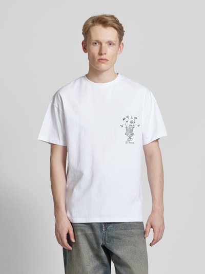 BLKVIS T-Shirt mit Motiv- und Label-Print Modell 'VASO' Weiss 4
