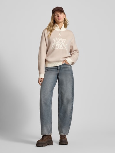 LeGer by Lena Gercke Oversized Strickpullover mit Stehkragen Modell 'Charis' Beige 1
