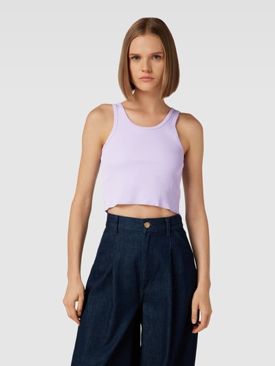 HUGO Crop Top in Feinripp-Optik Modell 'DALILLY' Flieder 4