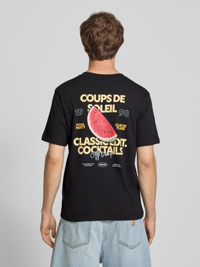 JACK & JONES t-shirt z nadrukiem z logo model 'RIVIERA VINTAGE POSTER' Czarny 5