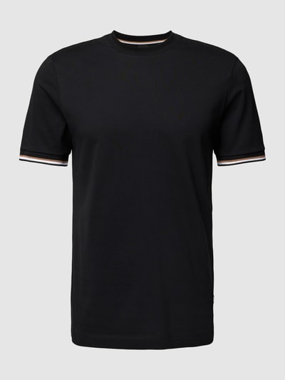 BOSS T-shirt met labeltypische contraststrepen, model 'Thompson' Zwart - 2