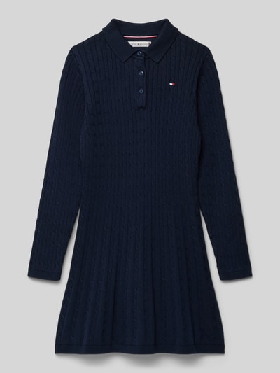 Tommy Hilfiger Teens Getailleerde gebreide jurk van puur katoen Marineblauw - 1