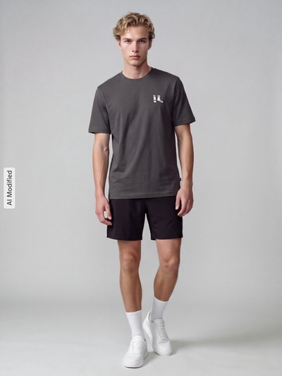 adidas Sportswear T-Shirt mit kleinem Motiv-Print Anthrazit 1