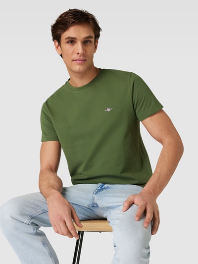 Gant T-Shirt mit Label-Stitching Oliv 3