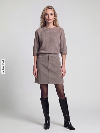 s.Oliver RED LABEL Mini-Rock aus reiner Baumwolle mit Cordstruktur Beige 1