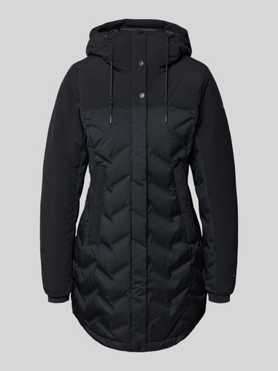 Produktfoto, Mantel mit Stepp-Optik Modell 'Mountain' von Columbia, tailliert, Kapuze, Eingrifftaschen, strukturierte Oberfläche, schwarze Farbe