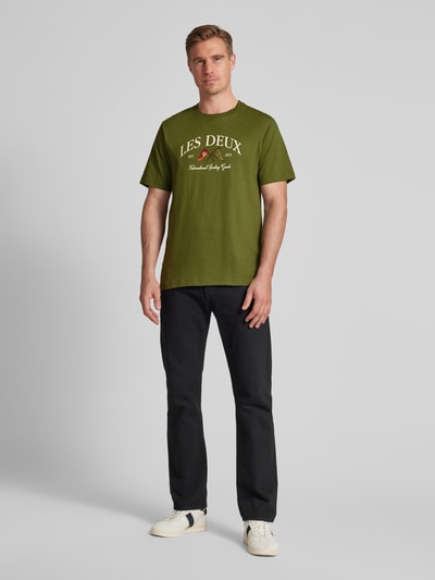 Les Deux T-Shirt mit Label-Stitching Modell 'Ivy' Khaki 1