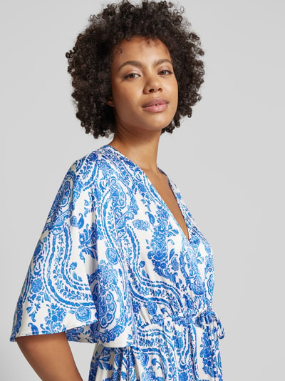 B.Young Midi-jurk met all-over print, model 'Farinela' Rookblauw - 3