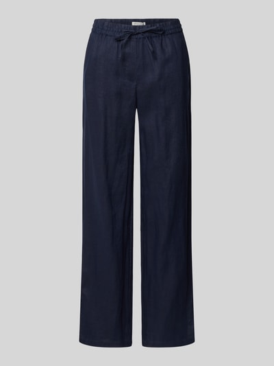 Produktfoto, Leinenhose mit elastischem Bund und Gesäßtaschen von Christian Berg Woman z lnu, krój regular fit, granatowy, szeroka nogawka, długość wewnętrzna nogawki 77 cm, szerokość w rozmiarze 36: 40 cm
