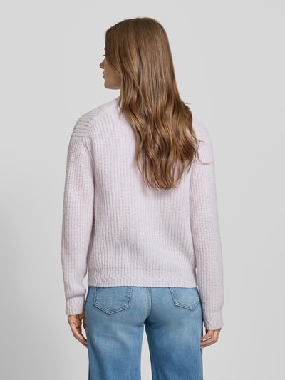Marc Cain Sweter z dzianiny z dekoltem w serek Lawendowy 5