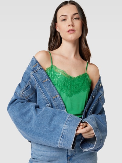 ICHI Top mit Spitzenbesatz Modell 'LIKE' Gruen 3