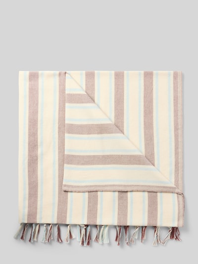 Produktfoto, strandlaken in rechthoekig model van puur katoen in all-over look met labelprint, franjes, Strandtuch im Allover-Look met Label-Print Modell 'FOUTAS LIGHT' van MC2 Saint Barth, breedte 106 cm, lengte 168 cm