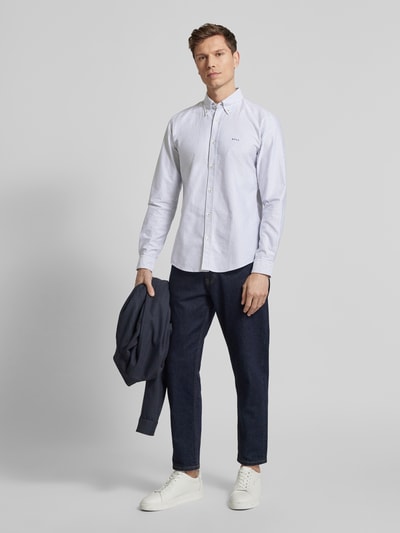 BOSS Slim Fit Business-Hemd mit Knopfleiste Modell 'Roan' Marine 1