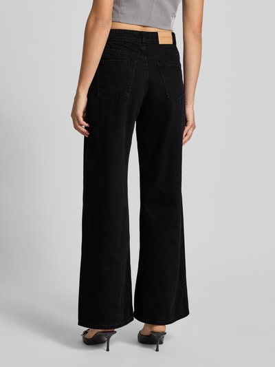 Review Jeansy z szerokimi nogawkami i 5 kieszeniami Czarny 5