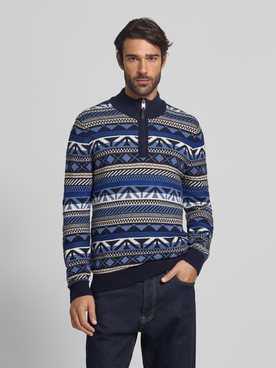 OLYMP Level Five Gebreide pullover met opstaande kraag Marineblauw - 4