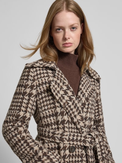 Luisa Cerano Wollmantel mit Reverskragen und Bindegürtel Dunkelbraun 3