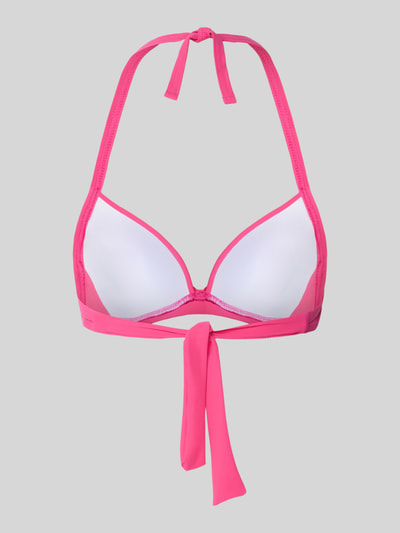 Produktfoto, Bikini-Oberteil mit Schnürverschluss Modell 'EYRO' von Banana Moon in Pink-Weiß, Material-Mix mit Stretch, körpernaher Schnitt