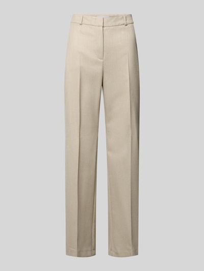 Produktfoto, Hose aus Viskose-Mix mit Bügelfalten von comma in Beige, Regular Fit, glatte Oberfläche, Gesäßtasche, schlichte Form.