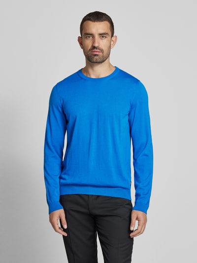 BOSS Wollpullover aus Schurwolle mit Label-Detail Modell 'Leno' Blau 4