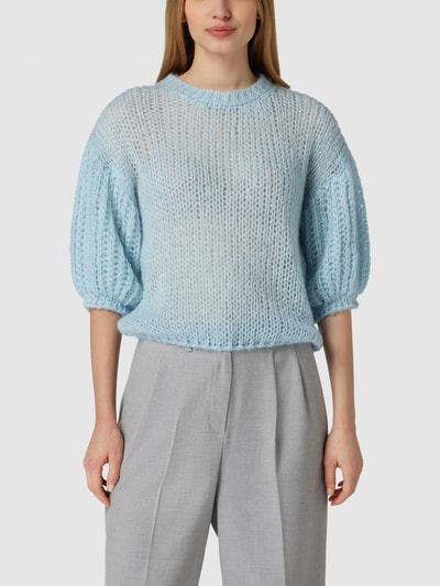 POM Amsterdam Sweter z dzianiny z rękawem o dł. 3/4 model ‘Dreamy’ Jasnoniebieski 4