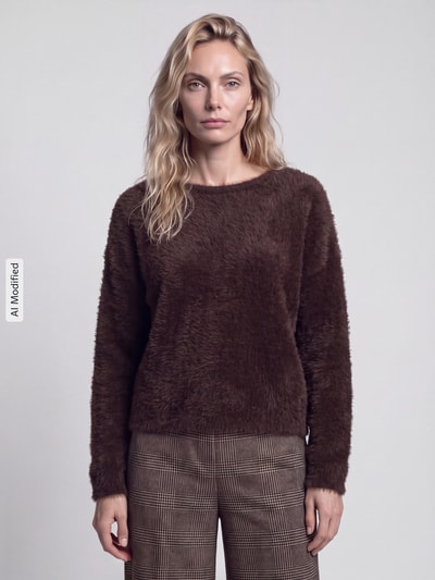 s.Oliver BLACK LABEL Regular Fit Pullover mit Viskose-Anteil Dunkelbraun 4