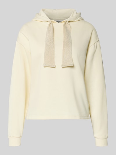 Produktfoto, Regular Fit Hoodie aus Baumwoll-Mix Modell 'CHILLI' von Pieces, unifarben creme, Kapuze mit Tunnelzug, Label Stitching, Rippenbündchen