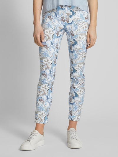 Gardeur Spodnie materiałowe o kroju slim fit z kwiatowym wzorem na całej powierzchni model ‘ZENE14’ Jasnoniebieski 4