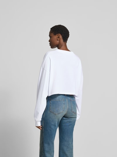 black palms Cropped Longsleeve mit Label-Stitching Weiss 5