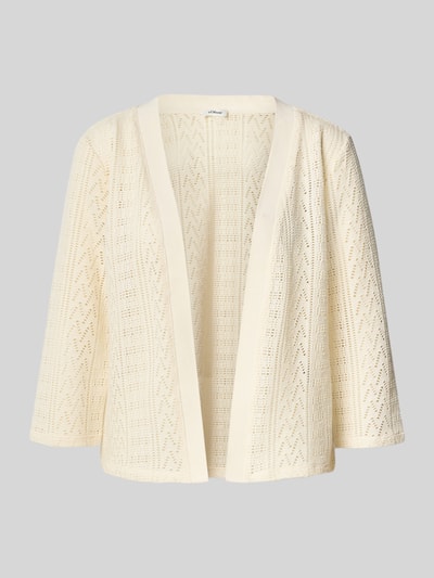 Produktfoto, Relaxed Fit Bolero aus Baumwoll-Mix von s.Oliver RED LABEL in Creme mit feiner Lochstrick-Textur und geraden Formen.