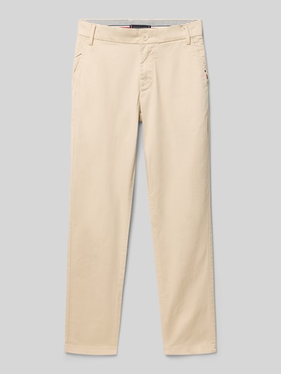 Produktfoto, Regular Fit Chino aus Baumwoll-Mix von Tommy Hilfiger Teens, jednolity kolor, krój regular fit, logo, szlufki, kieszenie, bawełniany materiał