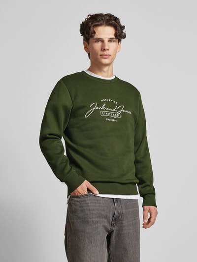 Jack & Jones Bluza z nadrukiem z logo model ‘FERRIS’ Ciemnozielony 4